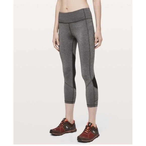 Lululemon Pace Rival Crop 22" Heathered Black Size 6 - Picture 2 of 12